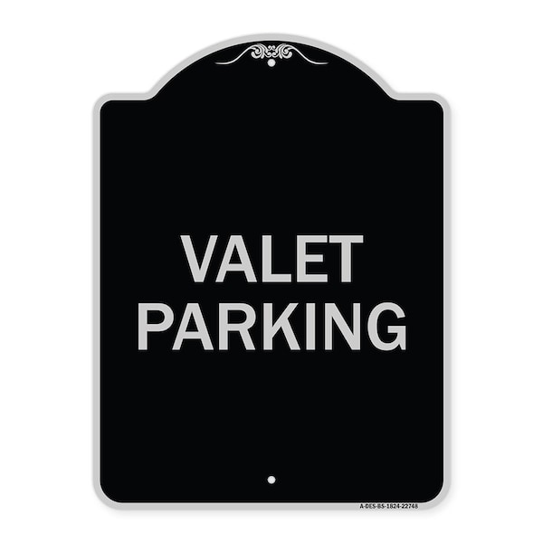 Signmission Designer Series Valet Parking, Black & Silver Heavy-Gauge Aluminum Sign, 24" x 18", BS-1824-22748 A-DES-BS-1824-22748 - main